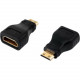 4XEM Mini HDMI Male To HDMI A Female Adapter - 1 x HDMI (Mini Type C) Male Digital Audio/Video - 1 x HDMI (Type A) Female Digital Audio/Video - Gold Connector - Black 4XHDMIFMMINI