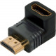 4XEM 90 Degree HDMI A Male To HDMI A Female Adapter - 1 x HDMI (Type A) Male Digital Audio/Video - 1 x HDMI (Type A) Female Digital Audio/Video - Gold Connector - Black 4XHDMIMF90