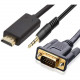 4XEM 6 ft HDMI to VGA with 3.5mm Audio - 6 ft HDMI/Mini-phone/VGA A/V Cable for Notebook, Gaming Console, Monitor, Projector, Desktop Computer, Ultrabook, MacBook, Chromebook, Apple TV, MacBook Pro - First End: 1 x 19-pin HDMI Male Digital Audio/Video - S