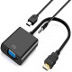 4XEM HDMI to VGA Adapter with Power and 3.5mm Audio Cable - Black - 10" HDMI/Micro-USB/VGA/Mini-phone A/V Cable for Audio/Video Device, MacBook Pro, Gaming Computer, Notebook, Monitor, Projector, TV Box, TV, Apple TV, Ultrabook, MacBook, ... - First 