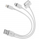 4XEM USB To 30-Pin/Lightning/Micro USB Cable For iPhone/iPod/iPad/Galaxy - Lightning/Proprietary/USB for iPod, iPhone, iPad, Camera - 1.30 ft - 1 x Type A Male USB - 1 x Male Micro USB, 1 x Lightning Male Proprietary Connector, 1 x Male Proprietary Connec