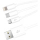 4XEM USB To Lightning Micro USB and USB Type C Cable For iPhone/iPod/iPad/Galaxy - For Charger, Camera, Camcorder, Notebook, Tablet, Smartphone, iPhone, iPod, iPad, Wireless Keyboard, Bluetooth Speaker, ... - White 4XUSBMUSB8PINUSBC
