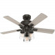 Hunter Fan Hartland Ceiling Fan - 5 Blades - 44" Diameter - 3 Speed - Quiet, Anti-wobble, Reversible Motor - 19.5" Height x 44" Width x 44" Depth - Metal, Glass Shade, Medium Density Fiberboard (MDF) Blade, Aluminum, Resin, Composite 5