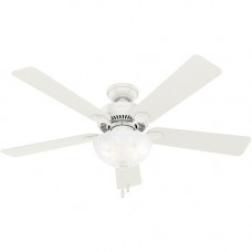 Hunter Fan Swanson With LED Bowl 52 in - 5 Blades - 52" Diameter - 3 Speed - Anti-wobble, Reversible Motor, Reversible Blades, Variable Speed Control - 16.7" Height - Aluminum, Resin, Glass Shade, Plastic, Steel, Marble Glass - White 50908