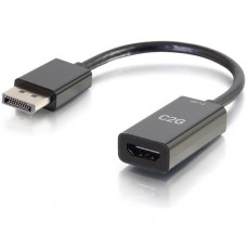 C2g 8in DisplayPort to HDMI Adapter - 4K - Passive - Black - 8" DisplayPort/HDMI A/V Cable for Notebook, HDTV, Projector, Audio/Video Device - DisplayPort Digital Audio/Video - HDMI Digital Audio/Video - Supports up to 3840 x 2160 - Black 54431