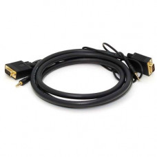 Monoprice VGA/Mini-phone Audio/Video Cable - 6 ft Mini-phone/VGA A/V Cable for TV, Monitor, Audio Device, Video Device - First End: 1 x HD-15 Male VGA, First End: 1 x Mini-phone Male Stereo Audio - Second End: 1 x HD-15 Male VGA, Second End: 1 x Mini-phon