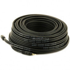 Monoprice Premium Coaxial Audio Cable - 75 ft Coaxial Audio Cable for Audio Device, Headphone, Cellular Phone - First End: 1 x Mini-phone Stereo Audio - Male - Second End: 1 x Mini-phone Stereo Audio - Male - Shielding - Gold Plated Connector - Black 5584