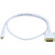 Monoprice 3ft 32AWG Mini DisplayPort to DVI Cable - White - 3 ft DVI/Mini DisplayPort Video Cable for MAC, HDTV, Monitor, Video Device - First End: 1 x Mini DisplayPort Male Digital Audio/Video - Second End: 1 x DVI Male Video - Supports up to 1080 - Shie