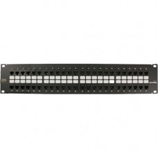 Leviton Cat 5e QuickPort Patch Panel, 48-Port, 2RU. Cable Management Bar Included - 48 Port(s) - 48 x RJ-45 - 2U High - Black - Rack-mountable 5G270-022-U48