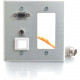 C2g RapidRun Double Gang Integrated VGA (HD15) + 3.5mm + Keystone + Decorative Style Wall Plate - 2-gang - Brushed Aluminum 60056