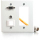 C2g RapidRun Double Gang Integrated VGA (HD15) + 3.5mm + Keystone + Decorative[ Style Wall Plate - White - 2-gang - White - 1 x Mini-phone Port(s) - 1 x VGA Port(s) 60057