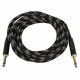 Monoprice 15ft Cloth Series 1/4 inch TS Male 20AWG Instrument Cable - Black & Gold - 15 ft 6.35mm Audio Cable for Guitar, Audio Device - First End: 1 x 6.35mm Male Audio - Second End: 1 x 6.35mm Male Audio - Shielding - Gold Plated Connector - Black, 