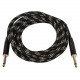 Monoprice 20ft Cloth Series 1/4 inch TS Male 20AWG Instrument Cable - Black & Gold - 20 ft 6.35mm Audio Cable for Guitar, Audio Device - First End: 1 x 6.35mm Male Audio - Second End: 1 x 6.35mm Male Audio - Shielding - Gold Plated Connector - Black, 