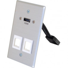 C2g HDMI Pass Through Single Gang Wall Plate with Two Keystones - Aluminum - 3 x Total Number of Socket(s) - 1-gang - Aluminum - Aluminum - 1 x HDMI Port(s) 60160