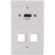 C2g HDMI Pass Through Single Gang Wall Plate with Two Keystones - White - 1-gang - White - Aluminum - 1 x HDMI Port(s) 60161