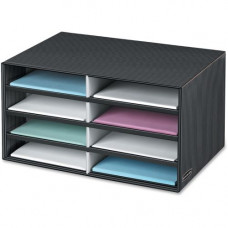 Fellowes Bankers Box Pinstripe Literature Sorter - Letter - Compartment Size 2.13" x 9" x 12" - 10.3" Height x 19.5" Width x 12.4" Depth - Desktop - Recycled - Gray, Black - 1Each - TAA Compliance 6170301