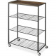 Whitmor Storage Rack - 4 Tier(s) - Floor - Durable, Swivel Casters, Lockable Casters - Woodgrain Laminate, Steel 6764-10296