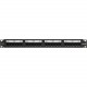 Leviton Cat 6 Universal Patch Panel, 24-Port, 1RU. Cable Management Bar Included - 24 Port(s) - 24 x RJ-45 - 1U High - Black - 19" Wide - Rack-mountable 69586-058-U24