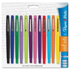 Newell Rubbermaid Paper Mate Flair Felt Tip Pens - Medium Pen Point - 1.1 mm Pen Point Size - Assorted - Assorted Barrel - 12 / Set - TAA Compliance 74423