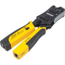Intellinet Network Solutions Universal Modular Plug Crimping Tool and Cable Tester - Cuts, Strips, Terminates and Tests - Compatible With RJ45, RJ11, RJ12 and RJ22 Plugs" 780124