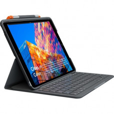 Logitech Slim Folio Keyboard/Cover Case (Folio) Apple, iPad Air (3rd Generation) Tablet - Graphite - Bump Resistant, Scratch Resistant, Spill Resistant, Water Resistant - Plastic, Fabric - 7.3" Height x 10.1" Width x 0.8" Depth - TAA Compli