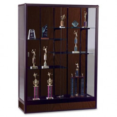 Mooreco Balt Elite Freestanding Display Case - 60" x 18" x 66" - 5 x Shelf(ves) - Sliding Door(s) - Security Lock, Adjustable Shelf - Walnut - Glass, Aluminum - TAA Compliance 93R8511