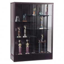 Mooreco Balt Elite Freestanding Display Case - 72" x 18" x 66" - 5 x Shelf(ves) - Sliding Door(s) - Security Lock, Illuminated - Black - Laminate - Glass, Aluminum - TAA Compliance 93R8614