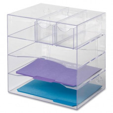 Rubbermaid Optimizer 4-Way Organizer with Drawers - 5 Compartment(s) - 10" Height x 13.3" Width x 13.3" Depth - Desktop, Wall Mountable - Clear - Plastic - 1 / Each - TAA Compliance 94600ROS