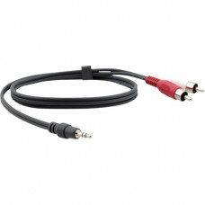 Kramer 3.5mm (M) to 2 RCA (M) Breakout Cable - 3 ft Mini-phone/RCA Audio Cable for Audio Device, MP3 Player - First End: 1 x Mini-phone Male Stereo Audio - Second End: 2 x RCA Male Stereo Audio - Red, White 95-0122003