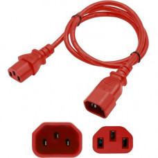 AddOn Power Extension Cord - For General Purpose - 250 V AC / 10 A - Red - 1 ADD-C132C1418AWG2FRD