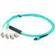 AddOn 15m MPO (Female) to 8xLC (Male) 8-strand Aqua OM3 Fiber Fanout Cable - 100% compatible and guaranteed to work - TAA Compliance ADD-MPO-4LC15M5OM3