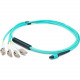 AddOn 15m MPO (Female) to 8xLC (Male) 8-strand Aqua OM4 Fiber Fanout Cable - 100% compatible and guaranteed to work in OM4 and OM3 applications ADD-MPO-4LC15M5OM4