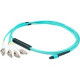 AddOn 3m MPO (Female) to 8xLC (Male) 8-strand Aqua OM4 Fiber Fanout Cable - 100% compatible and guaranteed to work in OM4 and OM3 applications ADD-MPO-4LC3M5OM4