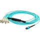 AddOn 4m MPO (Female) to 8xLC (Male) 8-strand Aqua OM4 Fiber Fanout Cable - 100% compatible and guaranteed to work in OM4 and OM3 applications ADD-MPO-4LC4M5OM4
