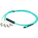 AddOn 5m MPO (Female) to 8xLC (Male) 8-strand Aqua OM4 Fiber Fanout Cable - 100% compatible and guaranteed to work in OM4 and OM3 applications ADD-MPO-4LC5M5OM4