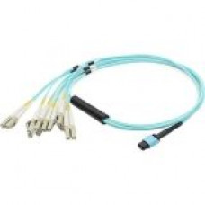 AddOn 15m MPO (Female) to 6xLC (Male) 12-strand Aqua OM3 Duplex Fiber Fanout Cable - 100% compatible and guaranteed to work ADD-MPO-6LC15M5OM3