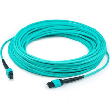 AddOn 50m MPO (Female) to MPO (Female) 24-strand Aqua OM3 Crossover Fiber OFNR (Riser-Rated) Patch Cable - 100% compatible and guaranteed to work ADD-24FMPOMPO-50M5OM3