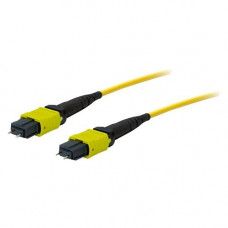 AddOn 25m MPO (Male) to MPO (Male) 12-strand Yellow OS1 Crossover Fiber OFNR (Riser-Rated) Patch Cable - 100% compatible and guaranteed to work - TAA Compliance ADD-MPOMPO-25M9SM-M