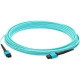 AddOn 9m MPO (Female) to MPO (Female) 12-strand Aqua OM3 Crossover Fiber OFNR (Riser-Rated) Patch Cable - 100% compatible and guaranteed to work ADD-MPOMPO-9M5OM3