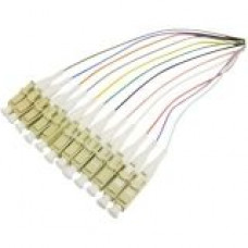 AddOn 5m Splice to LC (Female) 12-strand Multicolored OS1 Fiber Pigtail Cable - 100% compatible and guaranteed to work - TAA Compliance ADD-PT12-5MLC-OS1