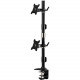 Amer Mounts Clamp Based Vertical Dual Monitor Mount for two 15"-24" LCD/LED Flat Panels - Supports up to 17.6lb monitors, +/- 20 degree tilt, and VESA 75/100 - TAA Compliance AMR2CV