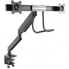 Startech.Com Desk Mount Dual Monitor Arm - Ergonomic VESA Mount 32" (17.6lb) Displays - Crossbar Handle for Full Motion - C-Clamp/Grommet - VESA 75x75/100x100mm heavy-duty desk mount dual monitor arm supports 32in displays 17.6lb (per screen) - One-t