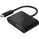 Belkin USB-C to VGA + Charge Adapter - 1 x Type C Male USB - 1 x HD-15 Female VGA, 1 x USB Type C Female Power - 1920 x 1200 Supported AVC001BTBK