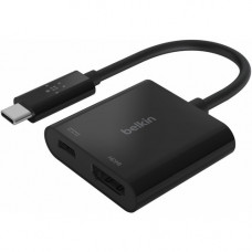 Belkin USB-C to HDMI + Charge Adapter - 1 x Type C Male USB - 1 x HDMI Female Digital Audio/Video, 1 x USB Type C Female Power - 3840 x 2160 Supported AVC002BK-BL