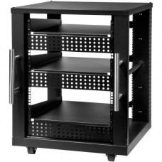 Peerless -AV 15U AV Component Rack System Compatible with Most Standard 19" Rack Accessories - 500.45 lb Load Capacity - 3 x Shelf(ves) - 32.1" Height x 25.9" Width x 24.7" Depth - Powder Coated - Steel - Black - TAA Compliance AVM