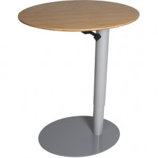 Ergoguys OVAL HEIGHT ADJUSTABLE CAFE TABLE SILVER BASE LIGHT BAMBOO TOP - Light Bamboo Oval Top - 20" Table Top Length x 8" Table Top Width - 26" Height BDL-6753