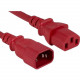 ENET Power Extension Cord - 250 V / 10 A - Red - 16.40 ft Cord Length C13C14-RD-.5M-ENC