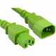 ENET C14 to C15 10ft Green Power Extension Cord 14 AWG 15A NEMA IEC-320 C14 to NEMA IEC-320 C15 Green 10&#39;&#39; - Lifetime Warranty C14C15-GN-10F-ENC