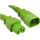 ENET C14 to C15 3ft Green Power Extension Cord 14 AWG 15A NEMA IEC-320 C14 to NEMA IEC-320 C15 Green 3&#39;&#39; - Lifetime Warranty C14C15-GN-3F-ENC