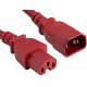 ENET C14 to C15 10ft Red Power Extension Cord 14 AWG 15A NEMA IEC-320 C14 to NEMA IEC-320 C15 Red 10&#39;&#39; - Lifetime Warranty C14C15-RD-10F-ENC